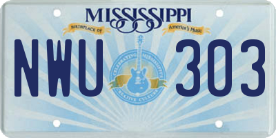 MS license plate NWU303