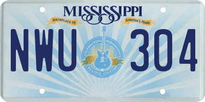 MS license plate NWU304