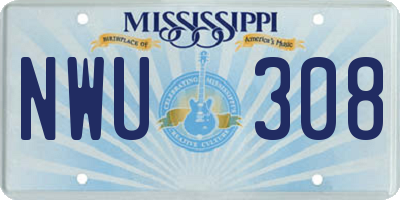 MS license plate NWU308