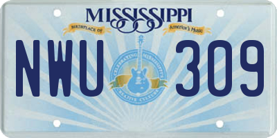 MS license plate NWU309