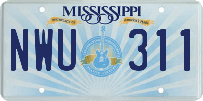 MS license plate NWU311