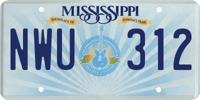 MS license plate NWU312
