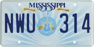 MS license plate NWU314