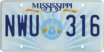 MS license plate NWU316