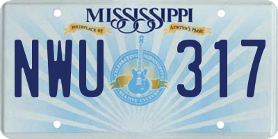 MS license plate NWU317