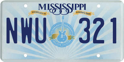 MS license plate NWU321