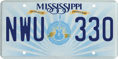 MS license plate NWU330