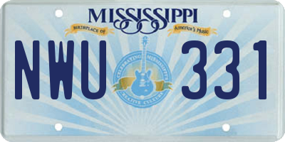 MS license plate NWU331