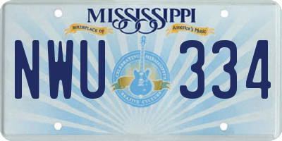 MS license plate NWU334