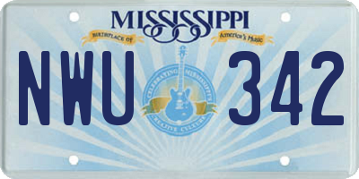 MS license plate NWU342