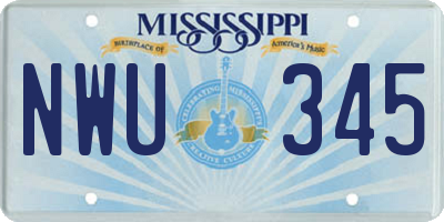 MS license plate NWU345