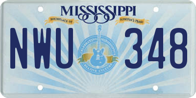 MS license plate NWU348