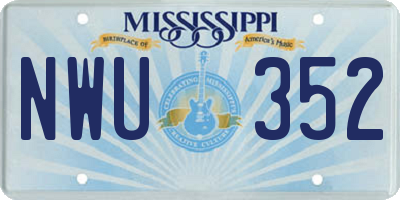 MS license plate NWU352