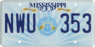 MS license plate NWU353