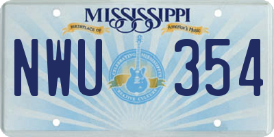 MS license plate NWU354