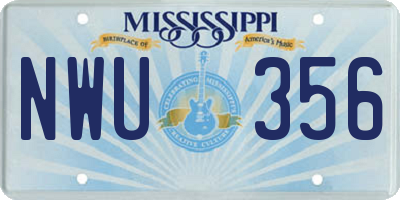 MS license plate NWU356