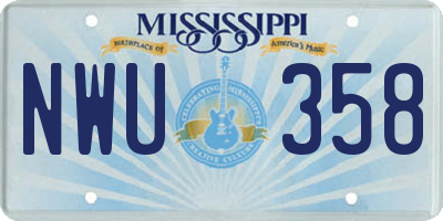 MS license plate NWU358