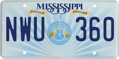 MS license plate NWU360