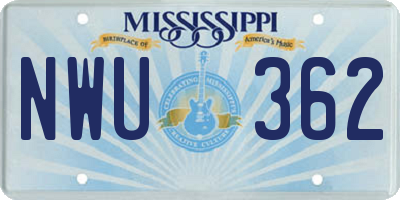 MS license plate NWU362