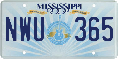 MS license plate NWU365