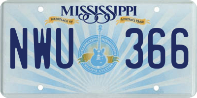MS license plate NWU366