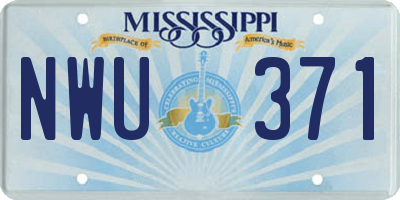 MS license plate NWU371