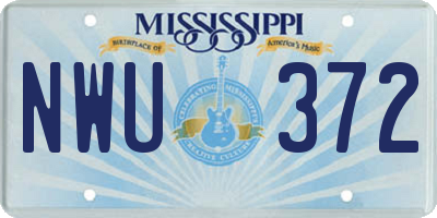 MS license plate NWU372
