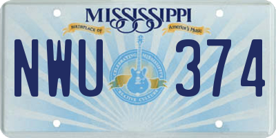 MS license plate NWU374