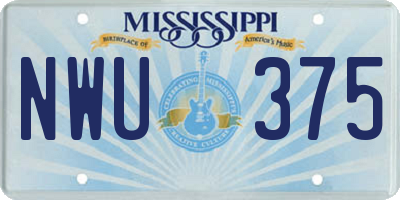 MS license plate NWU375
