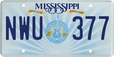 MS license plate NWU377