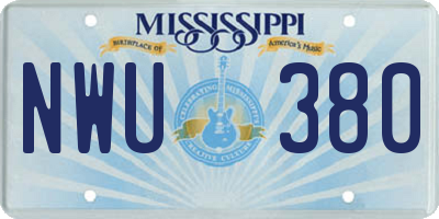MS license plate NWU380