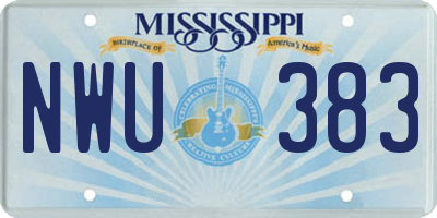 MS license plate NWU383