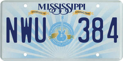 MS license plate NWU384