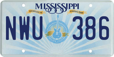 MS license plate NWU386