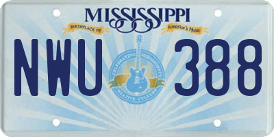 MS license plate NWU388