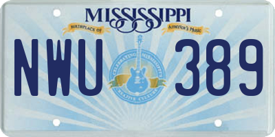 MS license plate NWU389