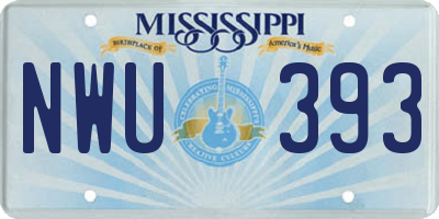 MS license plate NWU393