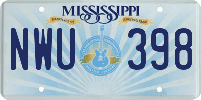 MS license plate NWU398