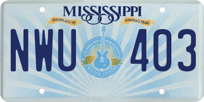MS license plate NWU403