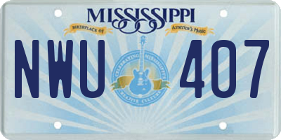 MS license plate NWU407