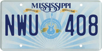 MS license plate NWU408