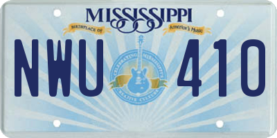 MS license plate NWU410
