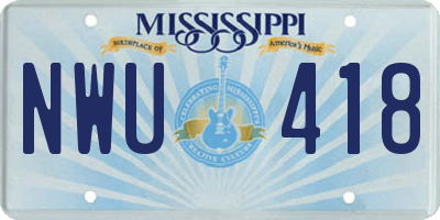 MS license plate NWU418
