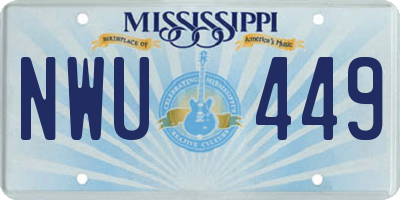MS license plate NWU449