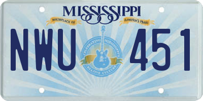MS license plate NWU451