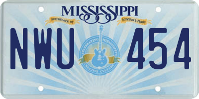MS license plate NWU454