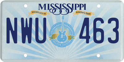 MS license plate NWU463