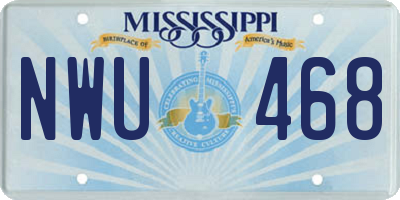 MS license plate NWU468