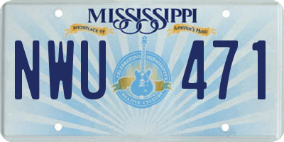 MS license plate NWU471