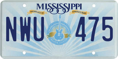 MS license plate NWU475